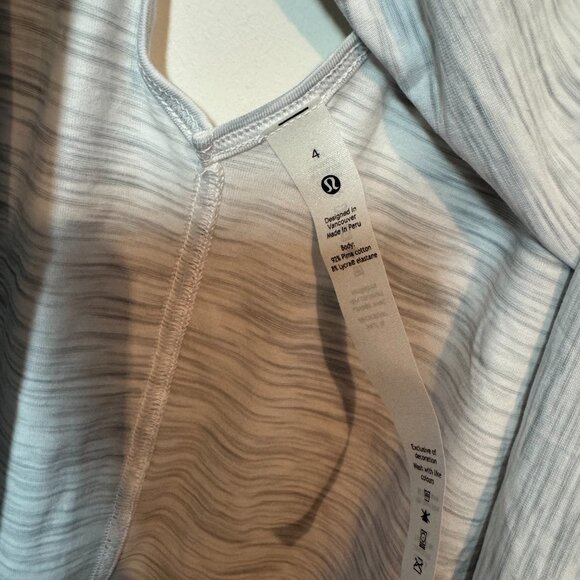 NWT Lululemon Back Into It Long Sleeve in Space Dye Ice Grey Alpine White, Sz 4 - Picture 7 of 8